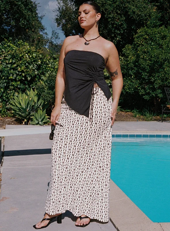 women's wrap skirtsMercer Linen Blend Maxi Skirt Black / White Curve