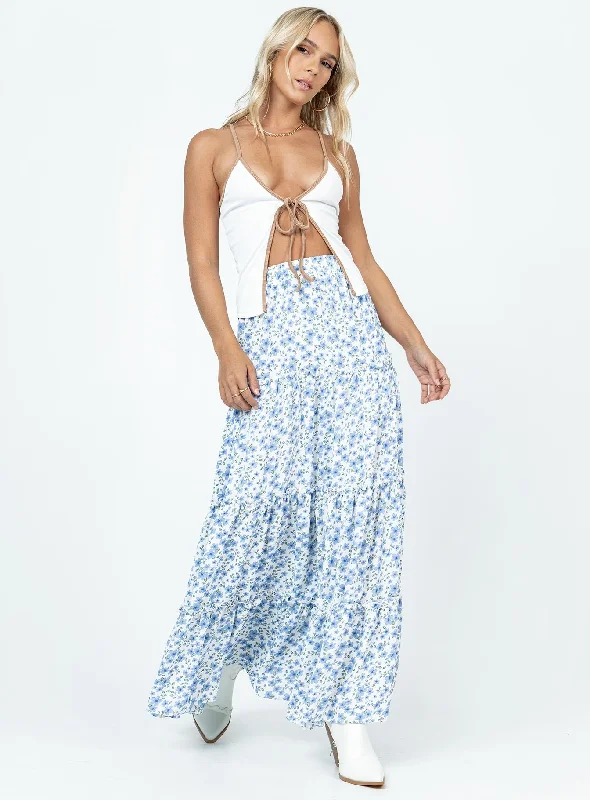 women's lace-up skirtsMiriah Maxi Skirt Blue Floral