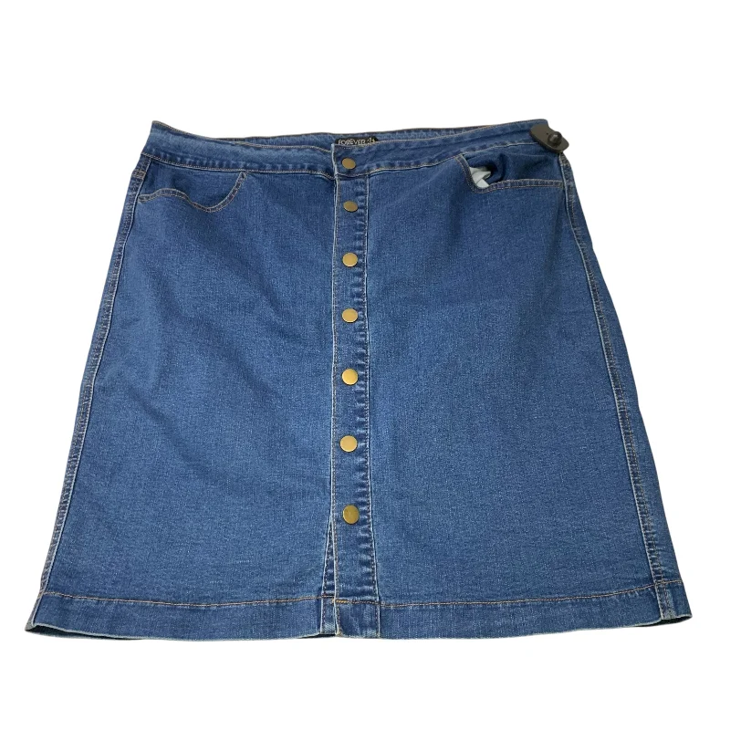 women's polyester skirtsSkirt Mini & Short By Forever 21 In Blue Denim, Size: 1x