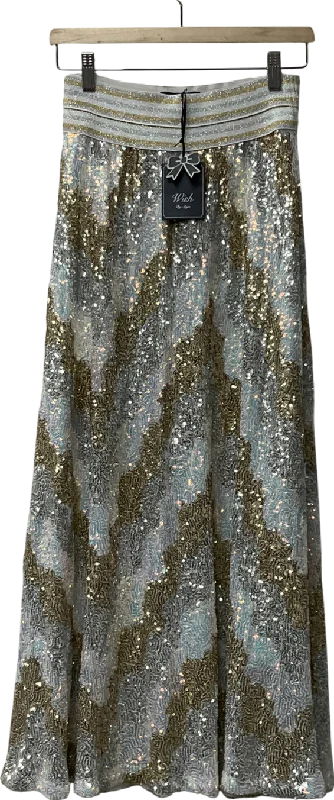 women's loungewear dressy skirtsWish Metallic Seline Sequin Skirt Gold/silver UK L